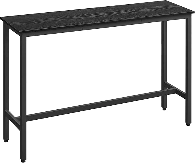 VASAGLE Bar Table, Narrow Long Kitchen Dining Table, Sturdy Metal Frame, Industrial, 15.7 x 55.1 x 35.4 Inches, Ebony Black and Ink Black ULBT140B56
