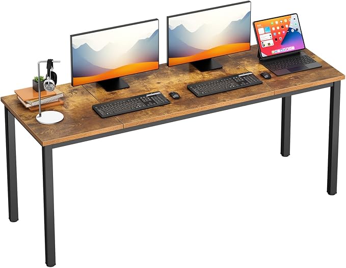 DlandHome 71 inches X-Large Computer Desk, Composite Wood Board, Decent and Steady Home Office Desk/Workstation/Table,23.6 Wide, Retro