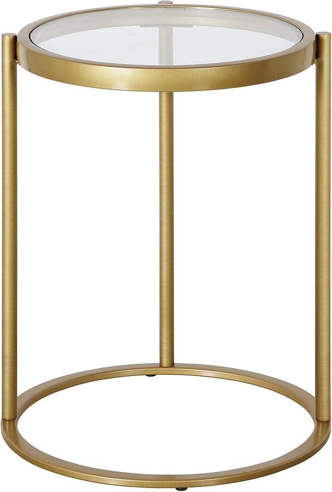 Duxbury 16'' Wide Round Side Table in Brass