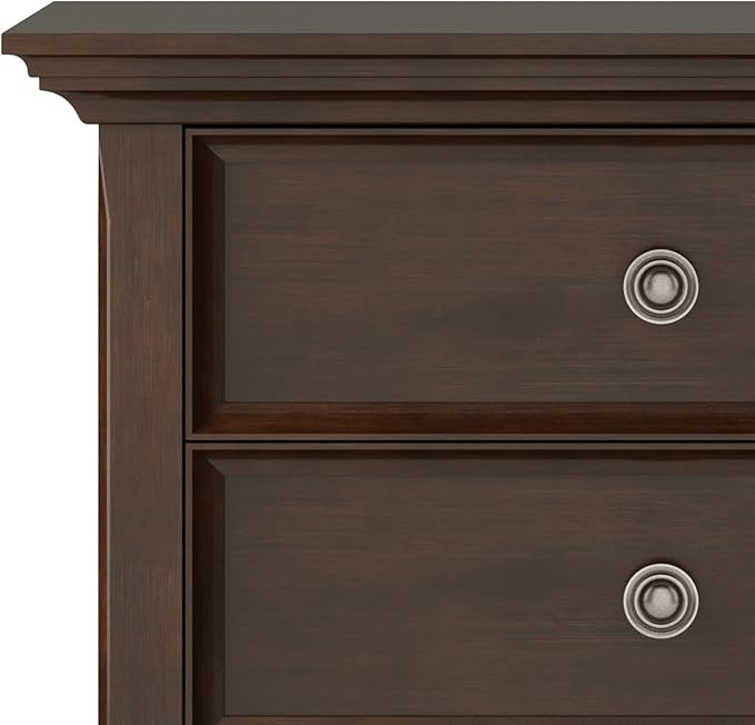SIMPLIHOME Amherst Solid Wood 24 Inch Wide Traditional Bedside Nightstand Table in Russet Brown, for The Living Room and Bedroom