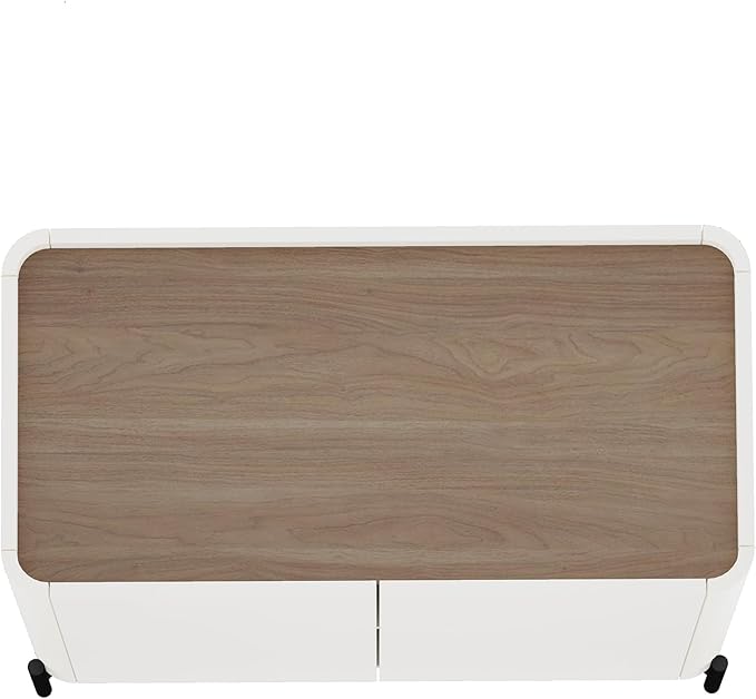 Manhattan Comfort Abbey Accent Cabinet with Doors, Tray Top Design and Adjustable Shelves, Sleek Modern Storage Furniture for Dining Area, Living Room, Bedroom, Entryway, Maple and Off White