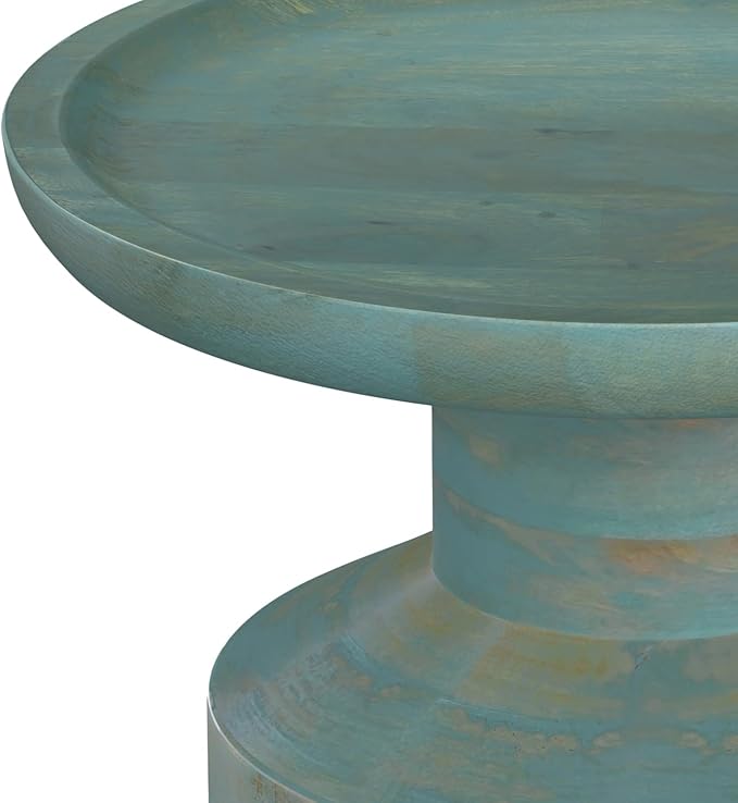 SIMPLIHOME Haynes 16-inch Wide Solid Mango End Table in Teal Wash, Handcrafted Boho-Style Accent Table for Living, Bedroom, or Home Office, Assembled