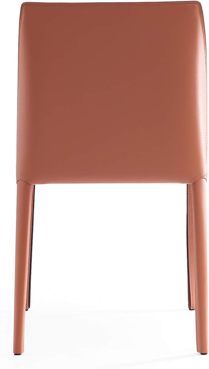 Manhattan Comfort Paris Modern Saddle Leather Dining Chairs, Metal Frame, Comfortable Padded Seat, Fully Assembled Kitchen Accent Furniture, Set of 2, Clay