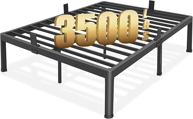 FUIOBYVV California King Bed Frame with Round Corner Edge Legs 18 inch High 3500 lbs Heavy Duty Metal Platform Bed Frame King Size No Box Spring Needed/Noise Free/Steel Slat Support/Non-Slip Black