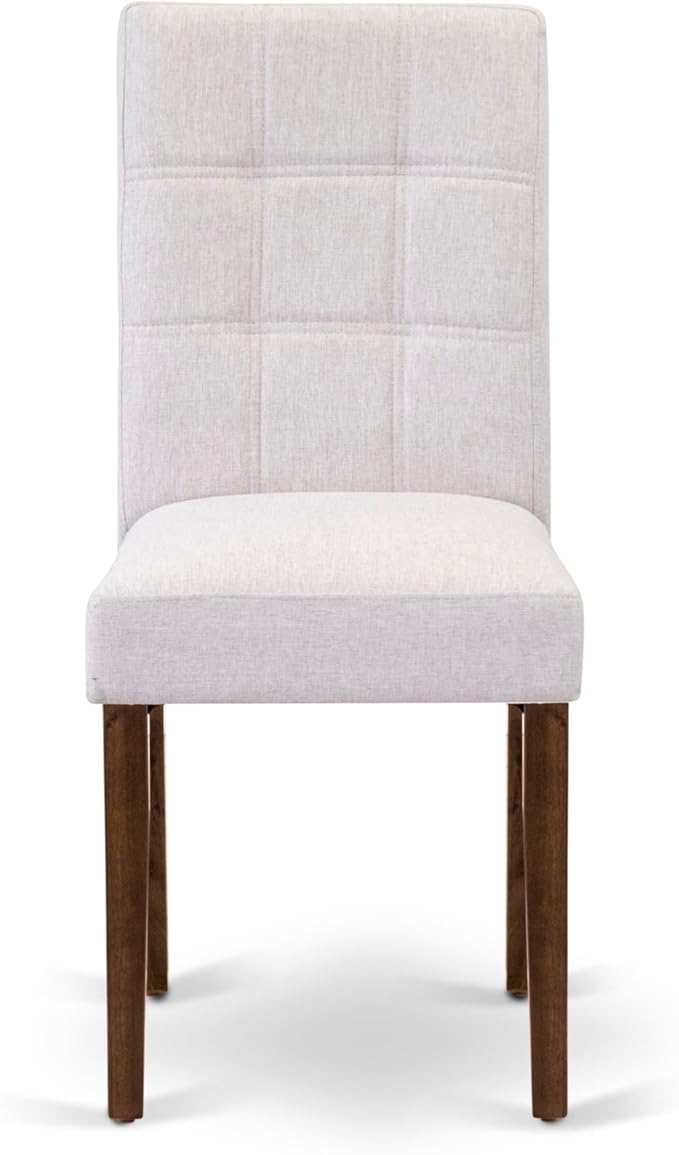 East West Furniture ANAS5-AWA-08 5 Piece Mid Century Dining Table Set Consists A Kitchen Table and 4 Mist Beige Polyester Fabric Dining Chairs, Antique Walnut