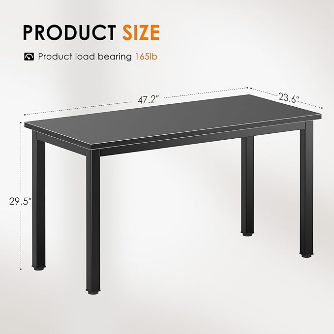 DlandHome 47 inches Medium Computer Desk, Composite Wood Board, Decent and Steady Home Office Desk/Workstation/Table, BS1-120BB Black Walnut and Black Legs, 1 Pack