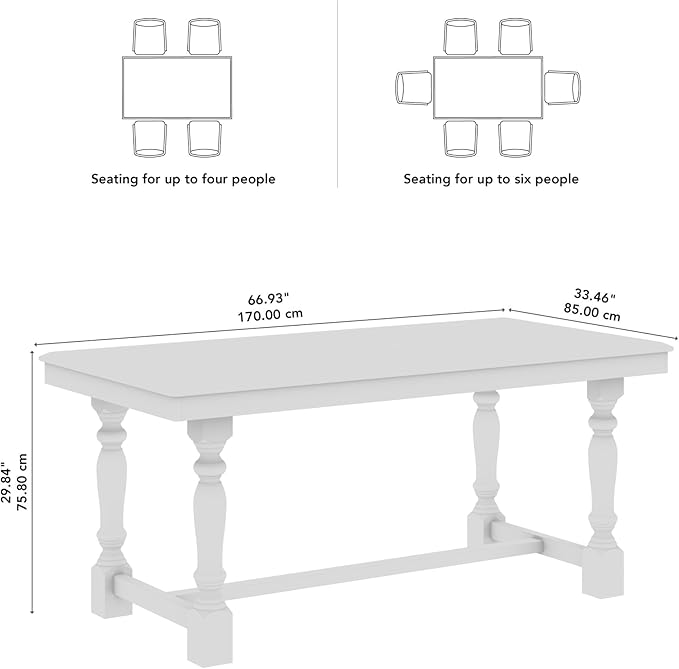 Bush Furniture Rectangular Dining Table, 67 inch Squire Trestle, Farmhouse Decor, Sterling Collection, Dark Brown