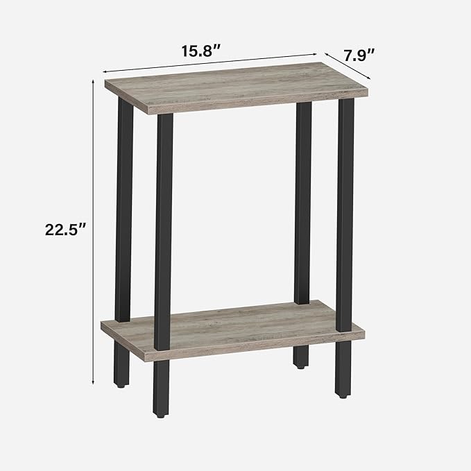 TUTOTAK Small Side Table, Narrow End Table, Set of 2, Skinny Sofa Table, Slim Nightstand, Couch Table, Living Room, Bed Room, Greige TB01BG0622