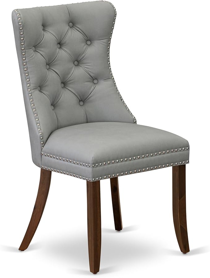 East West Furniture ANDA5-AWA-27 5 Piece Kitchen Table & Chairs Set Includes a Round Dining Table with Pedestal and 4 Polyester Fabric Upholstered Chairs, 36x36 Inch, Antique Walnut