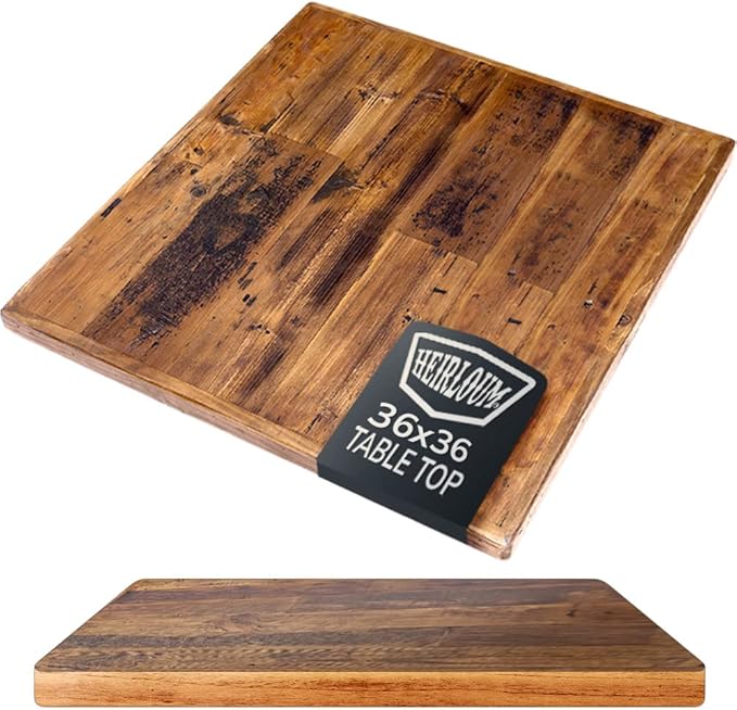 Reclaimed Wood Table Top - Rustic Recycled Wooden Piece Perfect for Signs, Counters, Kitchens, Dining and Coffee Table Tops (Straight Plank Table Top 36" x 36")