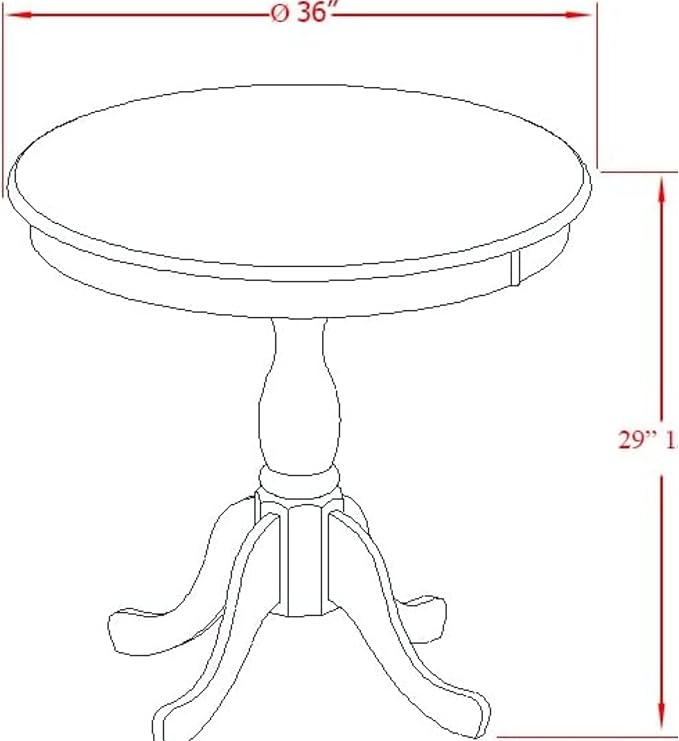East West Furniture AMSI3-BCH-21 3 Piece Dinette Set for Small Spaces Contains a Round Kitchen Table with Pedestal and 2 Blue Linen Fabric Parson Dining Chairs, 36x36 Inch, Black & Cherry