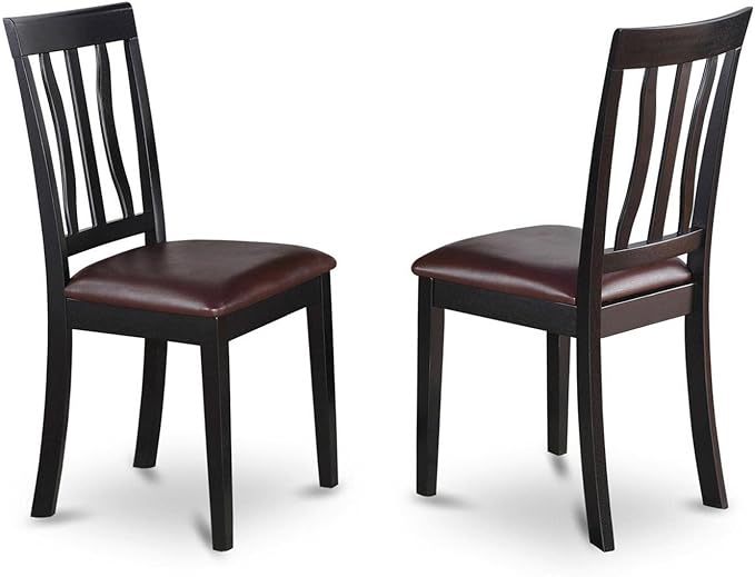 East West Furniture DLAN5-BCH-LC 5 Piece Dining Room Furniture Set Includes a Round Kitchen Table with Dropleaf and 4 Faux Leather Upholstered Dining Chairs, 42x42 Inch, Black & Cherry