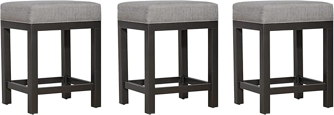Liberty Furniture Industries Tanners Creek Uph Console Stool (3 Piece Set), W19 x D16 x H25, Medium Gray