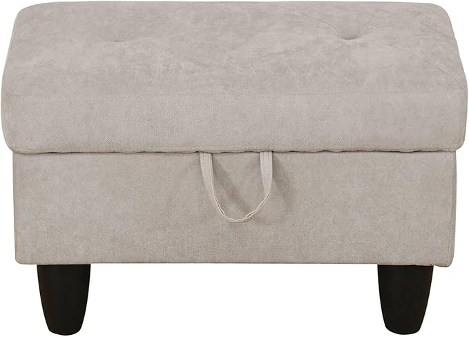 NicBex Sectional Couch 3 Pieces Sofa Set with Left Chaise Flannel L Shaped Cloud Couch for Living Room Furniture Sets with Storage Ottoman, Modular Sofa for Living Room & Apartment, Off-White