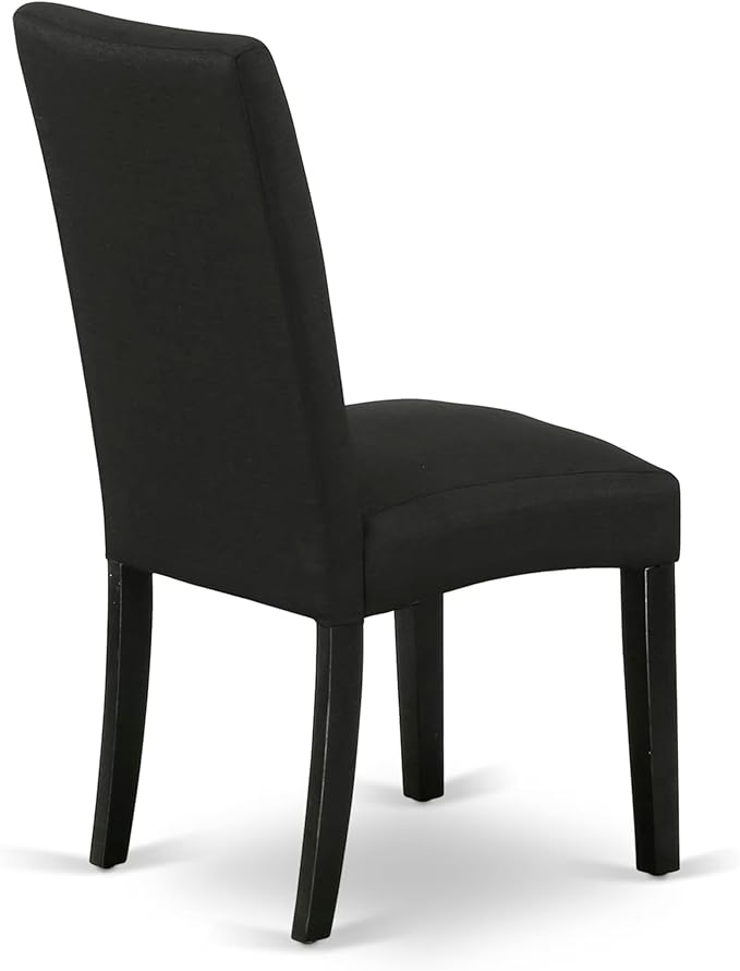 East West Furniture V676DR124-5 5 Piece Dinette Set for 4 Includes a Rectangle Dining Table with V-Legs and 4 Black Color Linen Fabric Parson Dining Room Chairs, 36x60 Inch, Multi-Color
