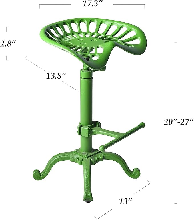 Rustic Tractor Seat Bar Stool Industrial Metal Swivel Saddle Bar Chair 19.7-26.8 Counter Height Retro Guest Seating Kitchen Island Stools
