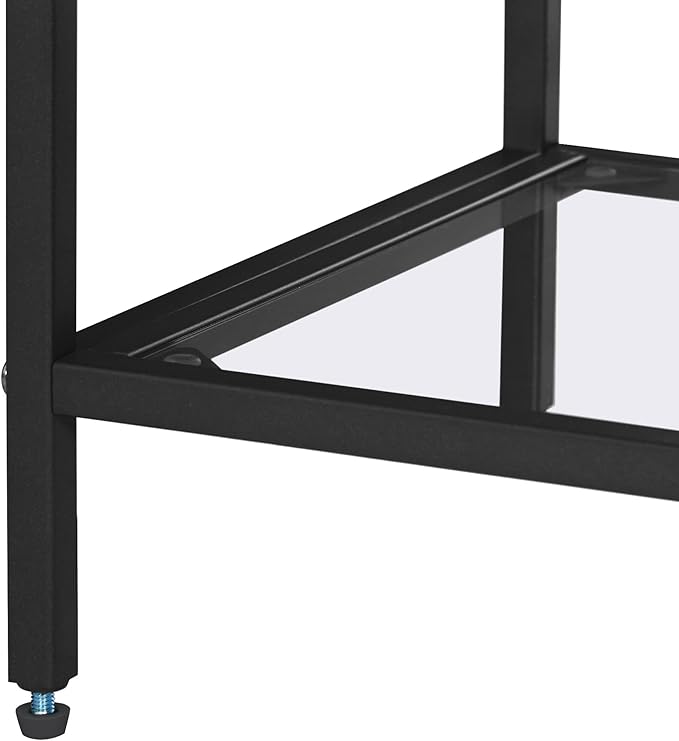 Homhedy Bookshelf Arched Display Racks,Metal Bookcase,Tempered Glass Shelves,Storage Rack Shelf for Home Office,Living Room,Bedroom, Bathroom,Modern Style (Black, 11.8" D x 23.6" W x 62.2" H)