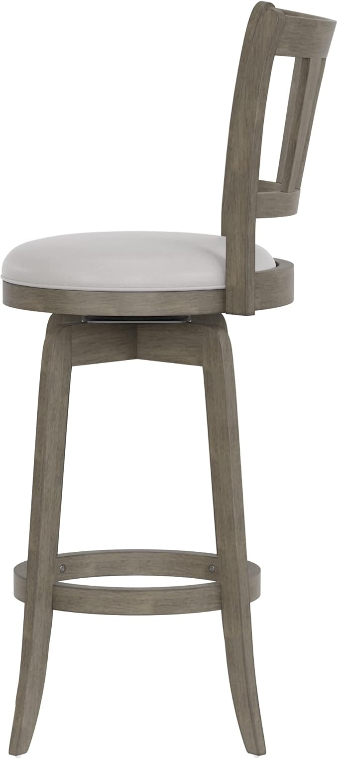 Hillsdale, Presque Isle Wood Bar Height Swivel Stool, 19"D x 17.5"W x 43.5"H, Aged Gray