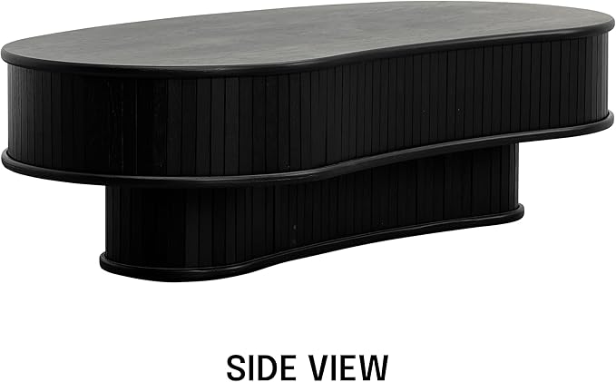 NTC Ripple DOU Coffee Table, Modern Wooden Double-Layer Center Table, Vertical Groove Design, Stylish Living Room Decor, Minimalist Style for Home and Office, Easy Assembly - Burnt Black