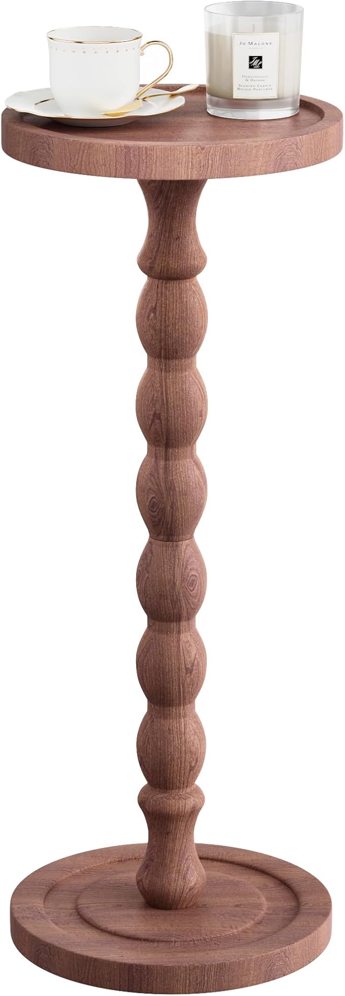 Solid Wood Drink Table, Rubber Wood‌ Small Round Side Table for Small Spaces, Martini Tables, Pedestal End Tables for Living Room, Bedroom, Corners and Office (Purple, 9.4 inch)