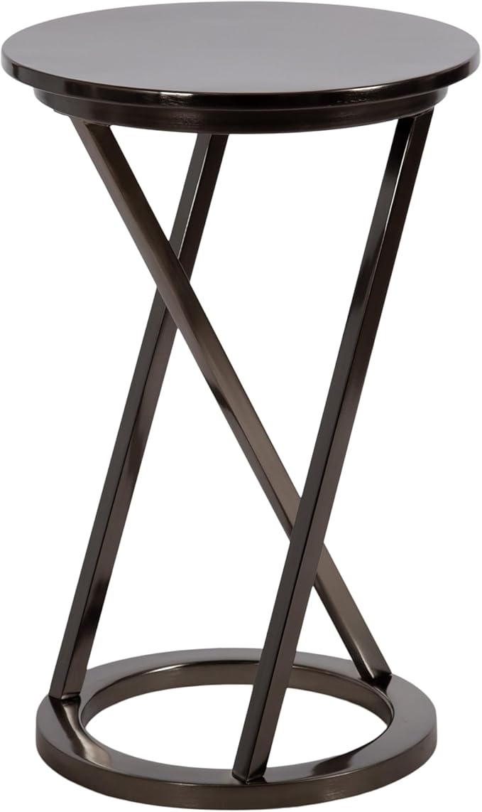 Kate and Laurel Aja Modern Metal Round Side Table; 15 x 15 x 23; Gray Gunmetal; Decorative Geometric End Table with Unique Slanted Legs for Use as Bedroom Nightstand or Living Room Indoor Plant Stand