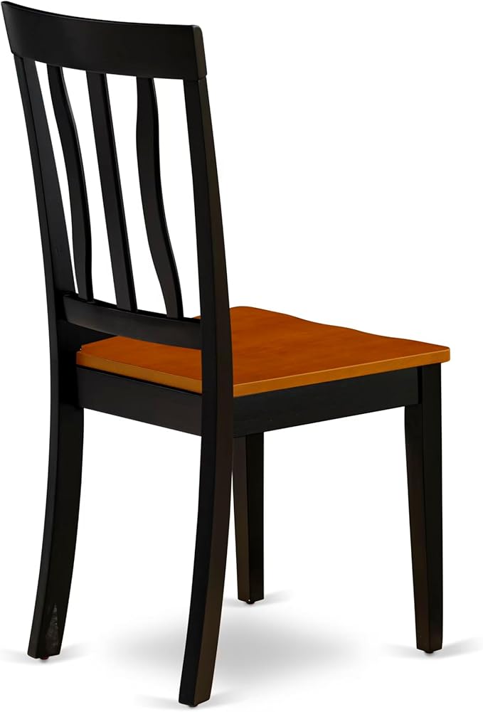 East West Furniture HLAN5-BCH-W 5 Piece Dining Table Set for 4 Includes a Round Kitchen Table with Pedestal and 4 Dining Room Chairs, 42x42 Inch, Black & Cherry