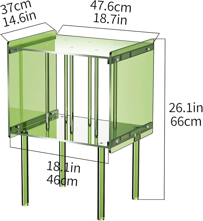 Acrylic Record Player Stand, with Vinyl Storage, Clear Acrylic Side Table, Pink (Green)