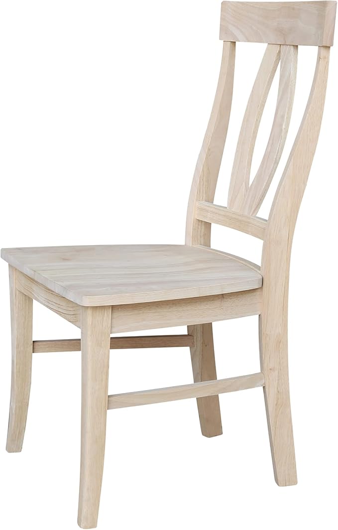 IC INTERNATIONAL CONCEPTS Set of Two Verona Dining Chairs 225lbs wt Capacity, Solid Real Wood, Sturdy Parawood, 21.3"W x 22.6"D x 39.6"H, Unfinished