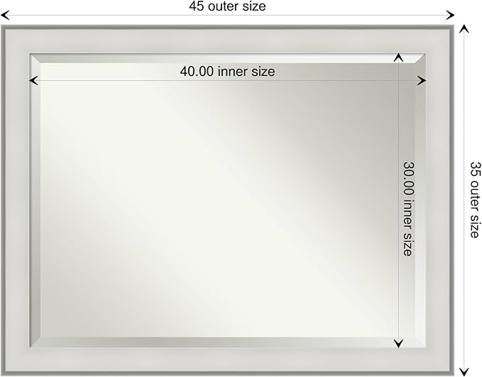 Amanti Art White Bathroom Mirror for Over Sink, 35x45 Imperial White Rectangle Vanity Mirror, X-Large Traditional Frame, Hangs Horizonally and Vertically, Bathroom Wall Decor, Beveled Edge
