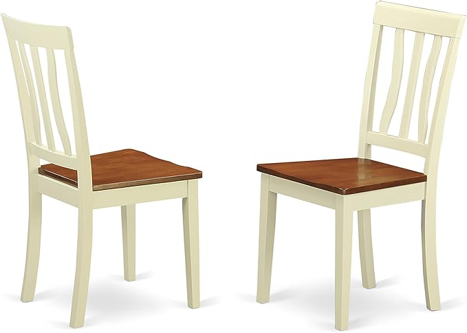 East West Furniture HLAN5-BMK-W 5 Piece Modern Dining Table Set Includes a Round Wooden Table with Pedestal and 4 Dining Room Chairs, 42x42 Inch, Buttermilk & Cherry
