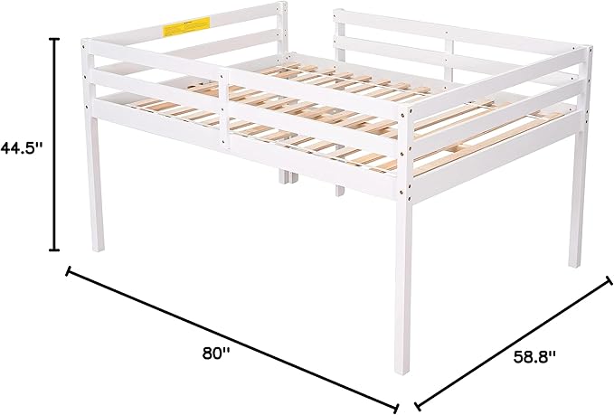 HomSof Full Loft Bed with Guard Rail & Ladder,No Box Spring Needed,Easy Assembly,White