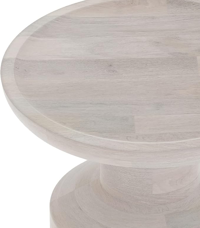 SIMPLIHOME Haynes 16-inch Wide Solid Mango End Table in White Wash, Handcrafted Boho-Style Accent Table for Living, Bedroom, or Home Office, Assembled