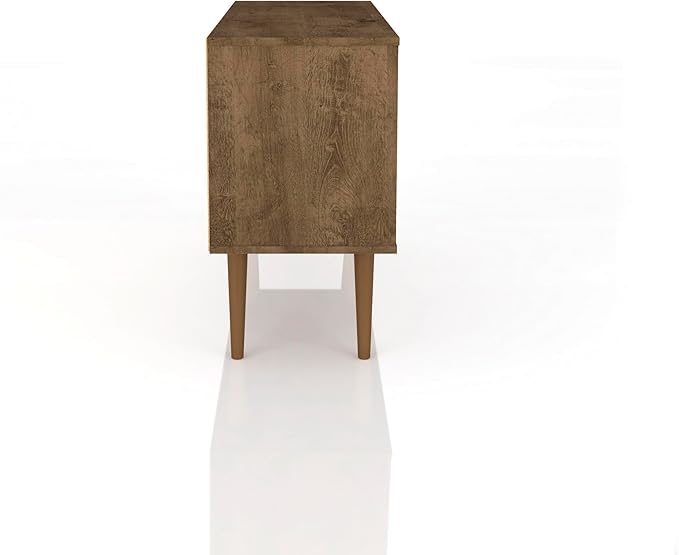 Manhattan Comfort Liberty Mid Century Modern TV Stand for Televisions up to 46 Inches, Bedroom and Living Room Entertainment Center with Storage, Shelves, and Cabinet, 43" Wide, Rustic Brown