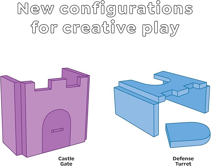Yourigami Kids and Toddler Play Castle, Playroom Couch Add-On Set, Durable Modular Design, Mountain Gray