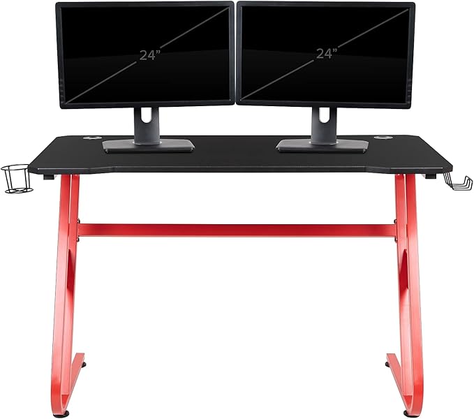 Flash Furniture Fisher Red Gaming Ergonomic Desk with Cup Holder and Headphone Hook