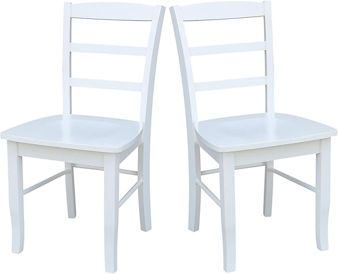 International Concepts Set of Two Madrid Ladderback Dining Chairs, White