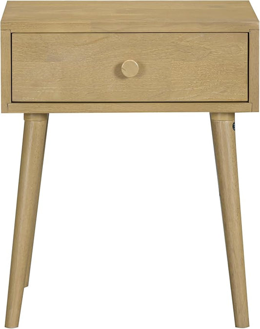 NTC Lux Solid Wood Nightstand, Mid Century Modern Side Table Bedroom, Bedside Furniture, Night Stand, End Table, Easy Assembly - Sand