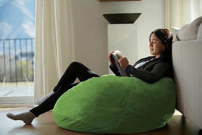 Sofa Sack Bean Bag Chair - Plush, Ultra Soft - Memory Foam Bean Bag Chair with Microsuede Cover - Stuffed Foam Filled Furniture and Accessories for Dorm Room 3 Feet - Lime