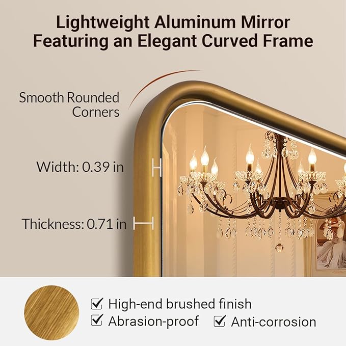 ANDY STAR Gold Pivot Mirror, 22" x 30" Brushed Gold Metal Frame Vanity Mirrors for Over Sink, Farmhouse Rectangle Bathroom Mirror with Adjustable Tilting Design Wall Mounted