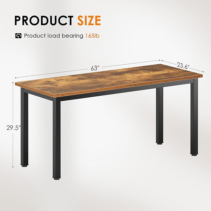 DlandHome Computer Desk Home Office Table Writing Desk Study Table Gaming Desk Worstation (63 inch, Retro)