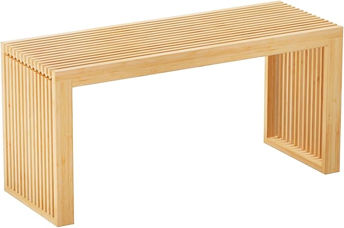 Bamboo Dining Bench Indoor Long Entryway Shoe Rack Benchs,Outdoor Modern Wood Benches 35 Inch Bamboo Bench for Living Room Hallway Bedroom Bathroom