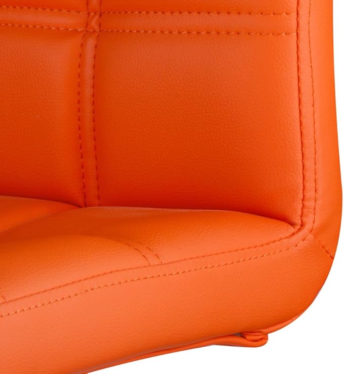 Modern Square PU Leather Adjustable Bar Stools with Back, Set of 2, Counter Height Swivel Stool by Leopard (Orange)