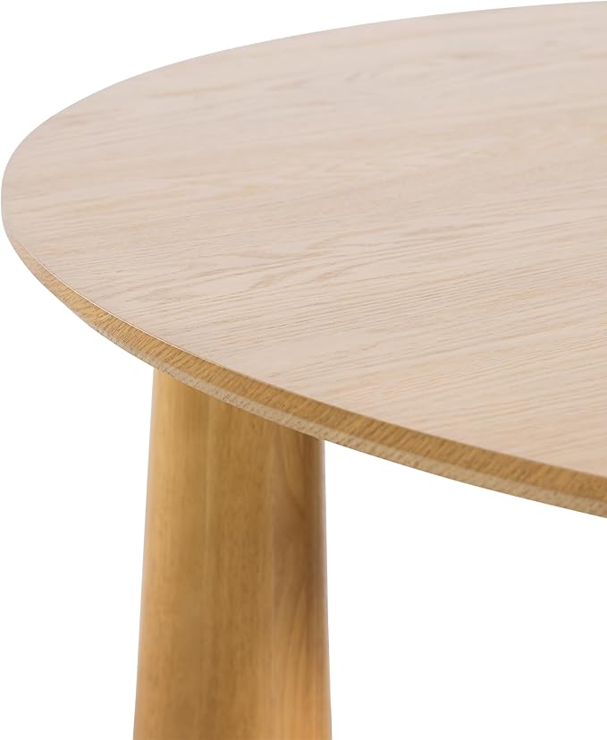 Casaphoria 45" Round Dining Table, Kitchen Table for 6 with Arc-Shaped Edge Top and Cylindrical Legs, Easy Assembly for Living Room, Dining Room, Oak