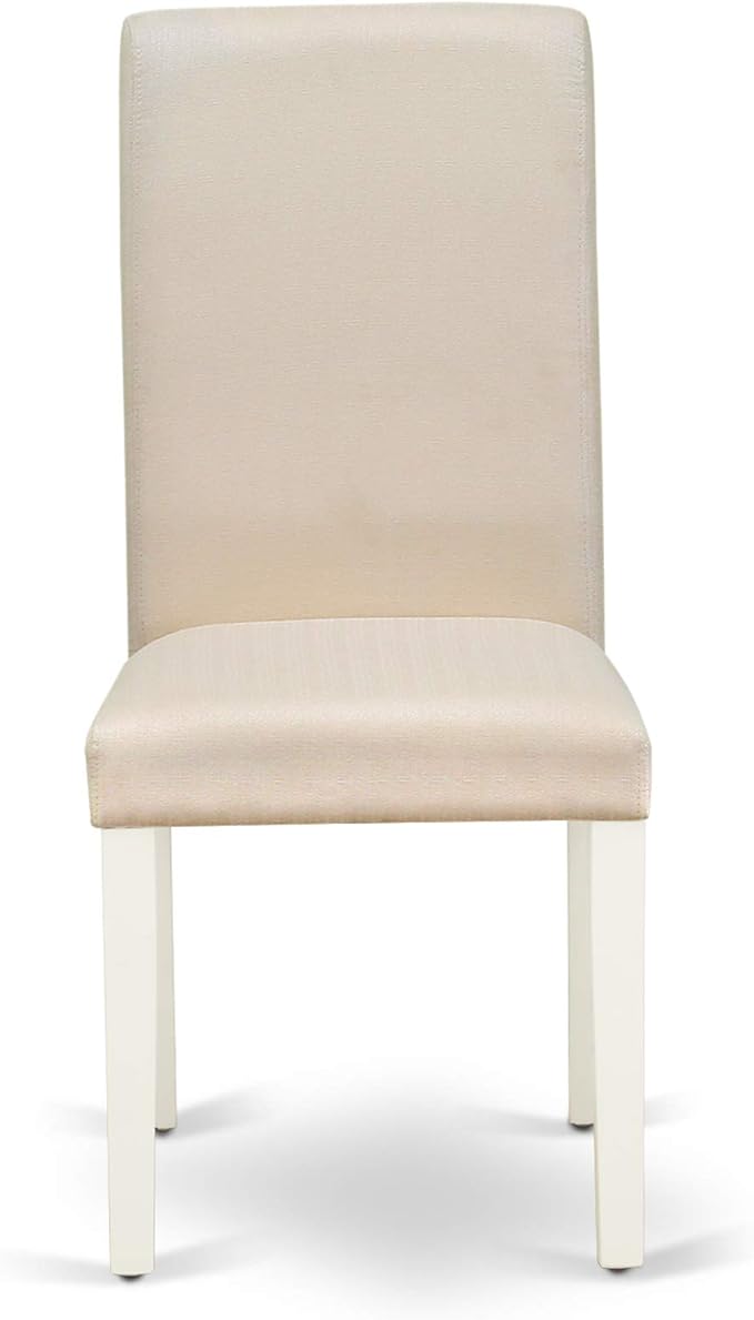 East West Furniture MZBA3-LWH-01 3 Piece Dining Room Table Set Contains a Rectangle Kitchen Table with Dropleaf and 2 Cream Linen Fabric Parson Dining Chairs, 36x54 Inch, Linen White