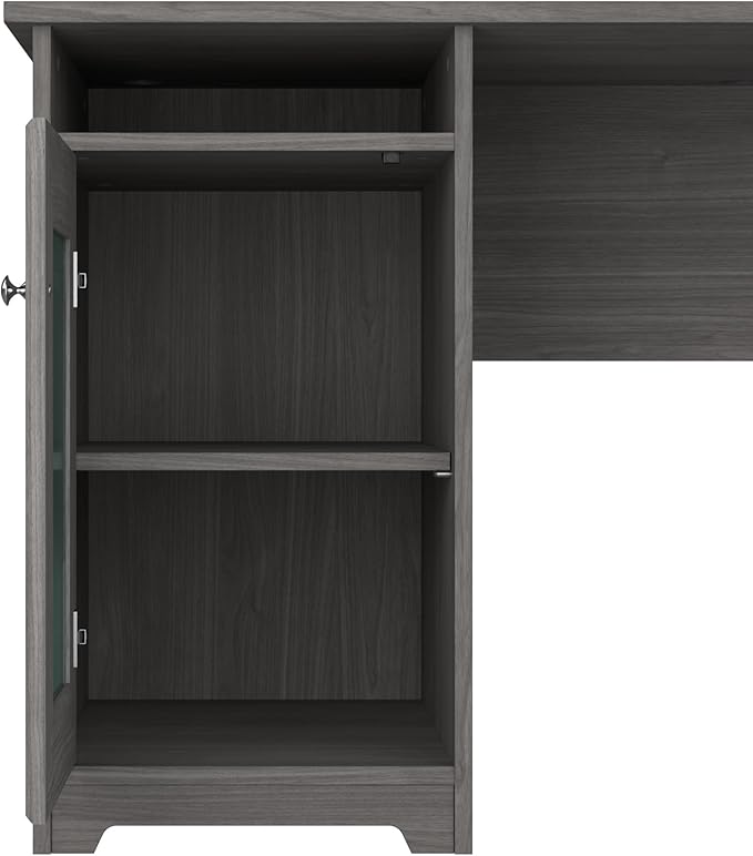 Bush Furniture Cabot L Shaped Computer Desk in Modern Gray | Corner Table with Drawers and Storage for Personal Home Office Workspace