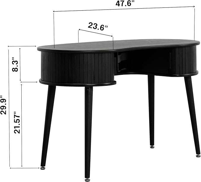 NTC Ripple Desk, Modern Wooden Writing Desk with Two Hidden Drawers, Stylish Vertical Groove Design, Home Office Workstation, Minimalist Study Table, Easy Assembly - Burnt Black