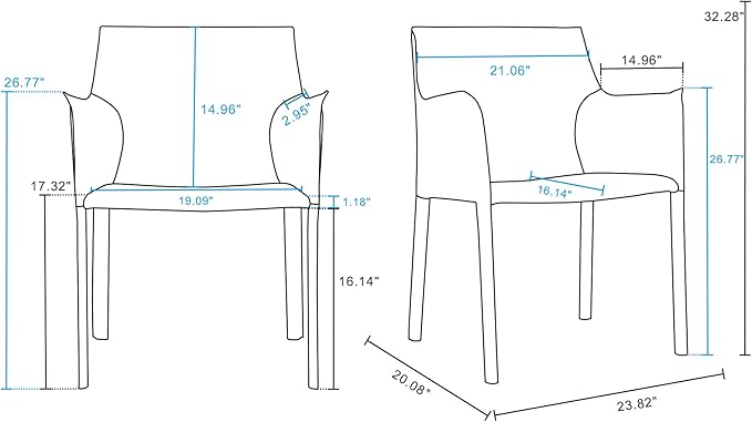 Manhattan Comfort Paris 8-Piece Leather Dining Chair and Armchair Set, Upholstered in Luxurious Saddle Material, Metal Frame, Ideal for Industrial and Coastal Homes, No Assembly, Coral