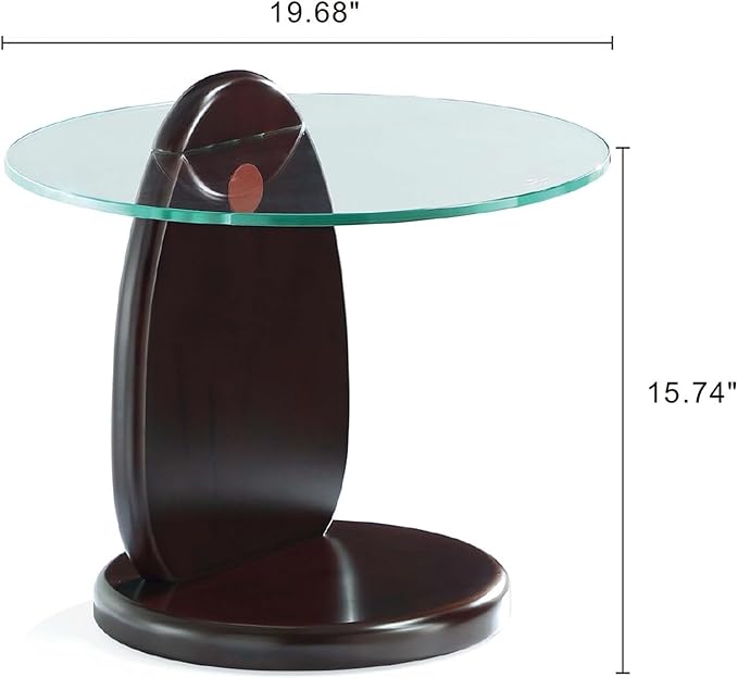 Manhattan Comfort Artesia 2 Piece Set, Round End and Coffee Tables with with Sleek Tempered Glass Top and Solid Wood Base, Living Room Accent Furniture for Modern Homes, Full Collection, Dark Walnut