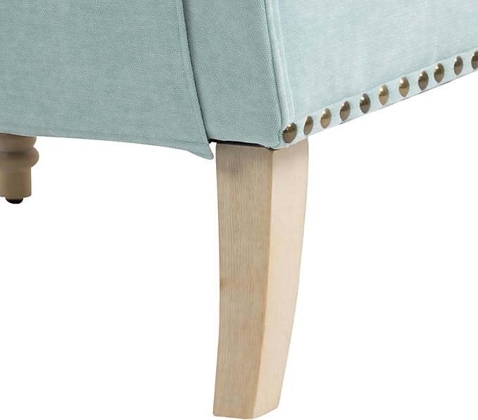 Ball & Cast Modern Accent Chair with Retro Wooden Legs & Nailhead Trim,Small Fabric Club Chair,Comfy Upholstered Armchair Lounge Seat for Bedroom Living Room Single Sofa, Sage