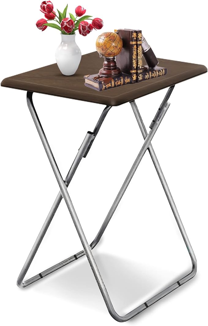 Garden 4 you 25In Portable Folding TV Tray Table on Bed & Sofa,TV Dinner Tray with Sturdy MDF,Portable Table with No Assembly Required （Walnut,1PC）